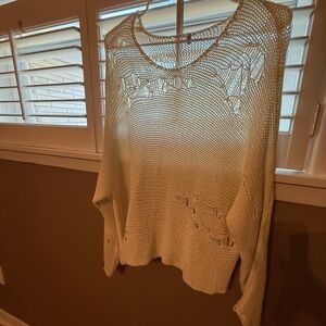 Distressed Cream Knit Sweater